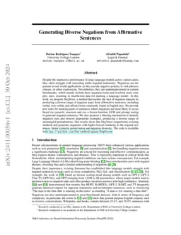 Generating Diverse Negations from Affirmative Sentences