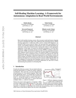 Self-Healing Machine Learning: A Framework for Autonomous Adaptation in
  Real-World Environments