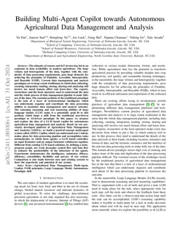 Building Multi-Agent Copilot towards Autonomous Agricultural Data
  Management and Analysis