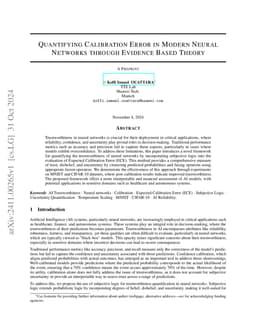 Quantifying calibration error in modern neural networks through evidence
  based theory