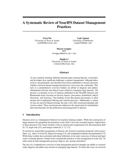 A Systematic Review of NeurIPS Dataset Management Practices
