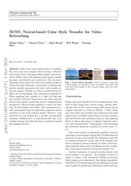 NCST: Neural-based Color Style Transfer for Video Retouching