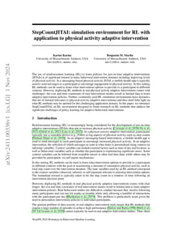 StepCountJITAI: simulation environment for RL with application to
  physical activity adaptive intervention