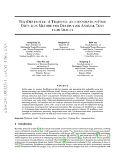 TextDestroyer: A Training- and Annotation-Free Diffusion Method for
  Destroying Anomal Text from Images