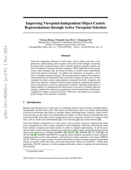 Improving Viewpoint-Independent Object-Centric Representations through
  Active Viewpoint Selection