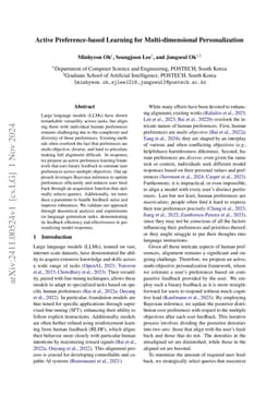 Active Preference-based Learning for Multi-dimensional Personalization