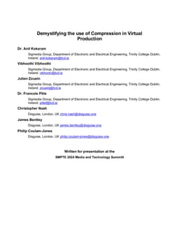 Demystifying the use of Compression in Virtual Production