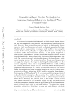 Generative AI-based Pipeline Architecture for Increasing Training
  Efficiency in Intelligent Weed Control Systems