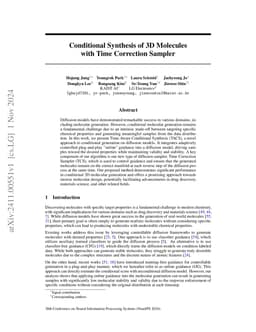 Conditional Synthesis of 3D Molecules with Time Correction Sampler