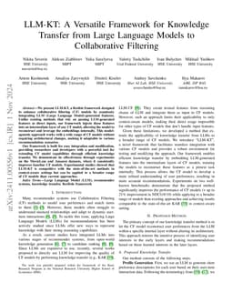 LLM-KT: A Versatile Framework for Knowledge Transfer from Large Language
  Models to Collaborative Filtering