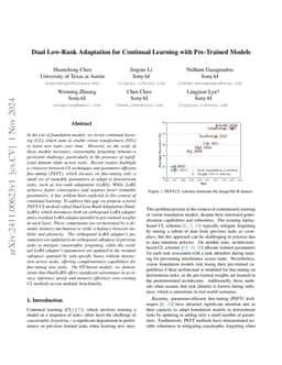 Dual Low-Rank Adaptation for Continual Learning with Pre-Trained Models