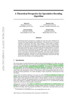 A Theoretical Perspective for Speculative Decoding Algorithm