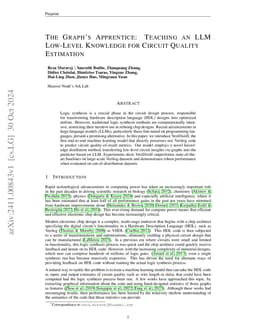 The Graph's Apprentice: Teaching an LLM Low Level Knowledge for Circuit Quality Estimation