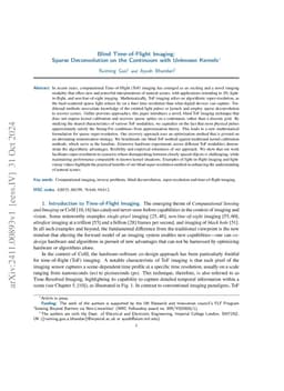 Blind Time-of-Flight Imaging: Sparse Deconvolution on the Continuum with
  Unknown Kernels