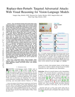 Replace-then-Perturb: Targeted Adversarial Attacks With Visual Reasoning
  for Vision-Language Models