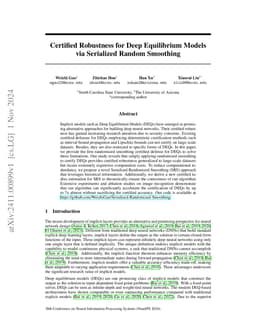 Certified Robustness for Deep Equilibrium Models via Serialized Random
  Smoothing