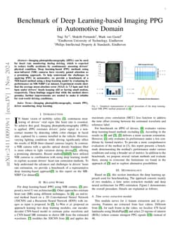 Internship Report: Benchmark of Deep Learning-based Imaging PPG in
  Automotive Domain