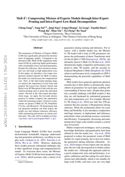 MoE-I$^2$: Compressing Mixture of Experts Models through Inter-Expert
  Pruning and Intra-Expert Low-Rank Decomposition