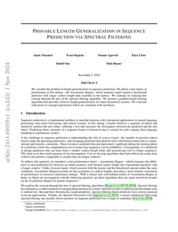 Provable Length Generalization in Sequence Prediction via Spectral
  Filtering