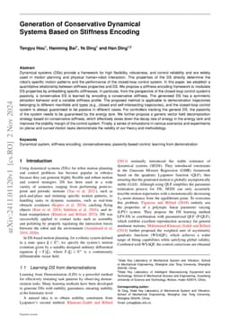 Generation of Conservative Dynamical Systems Based on Stiffness Encoding