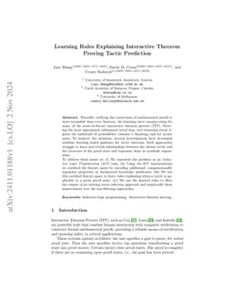 Learning Rules Explaining Interactive Theorem Proving Tactic Prediction