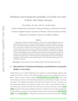 Identifying and bounding the probability of necessity for causes of
  effects with ordinal outcomes