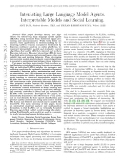 Interacting Large Language Model Agents. Interpretable Models and Social
  Learning