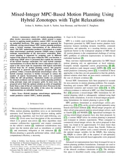 Mixed-Integer MPC-Based Motion Planning Using Hybrid Zonotopes with
  Tight Relaxations