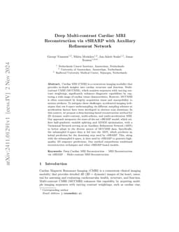 Deep Multi-contrast Cardiac MRI Reconstruction via vSHARP with Auxiliary
  Refinement Network