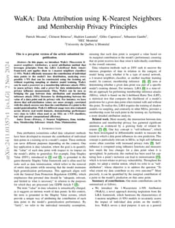 WaKA: Data Attribution using K-Nearest Neighbors and Membership Privacy
  Principles