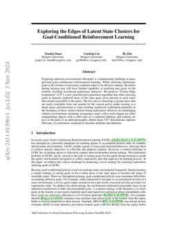 Exploring the Edges of Latent State Clusters for Goal-Conditioned
  Reinforcement Learning