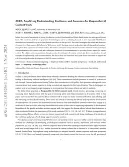 AURA: Amplifying Understanding, Resilience, and Awareness for
  Responsible AI Content Work