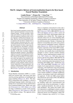 MoCE: Adaptive Mixture of Contextualization Experts for Byte-based Neural Machine Translation