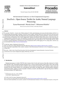 SinaTools: Open Source Toolkit for Arabic Natural Language Processing