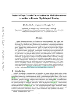 FactorizePhys: Matrix Factorization for Multidimensional Attention in
  Remote Physiological Sensing