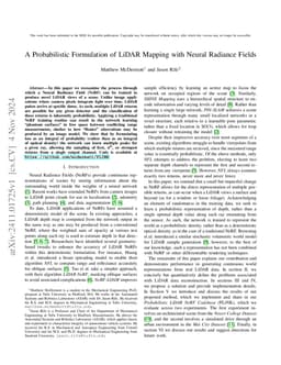 A Probabilistic Formulation of LiDAR Mapping with Neural Radiance Fields