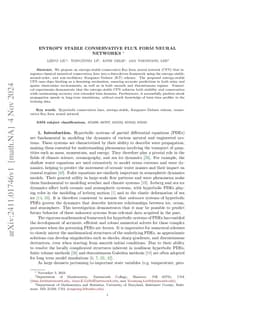 Entropy stable conservative flux form neural networks