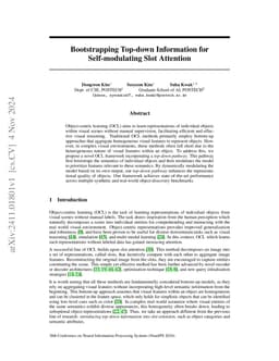 Bootstrapping Top-down Information for Self-modulating Slot Attention