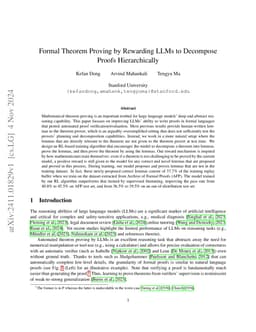 Formal Theorem Proving by Rewarding LLMs to Decompose Proofs
  Hierarchically