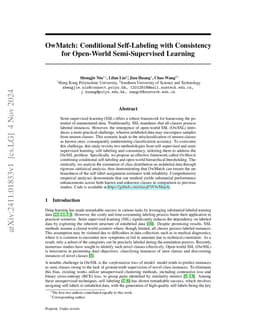 OwMatch: Conditional Self-Labeling with Consistency for Open-World
  Semi-Supervised Learning