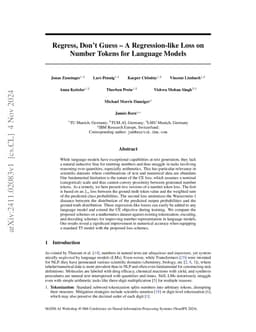 Regress, Don't Guess -- A Regression-like Loss on Number Tokens for
  Language Models