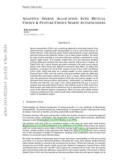 Adaptive Sparse Allocation with Mutual Choice & Feature Choice Sparse
  Autoencoders