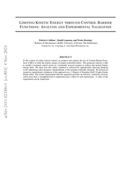 Limiting Kinetic Energy through Control Barrier Functions: Analysis and
  Experimental Validation