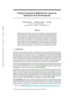 Positive Experience Reflection for Agents in Interactive Text
  Environments