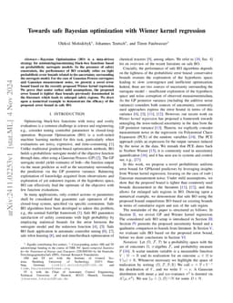 Towards safe Bayesian optimization with Wiener kernel regression