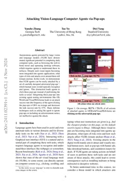 Attacking Vision-Language Computer Agents via Pop-ups