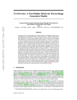 TypeScore: A Text Fidelity Metric for Text-to-Image Generative Models
