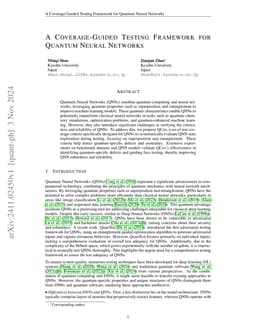 A Coverage-Guided Testing Framework for Quantum Neural Networks