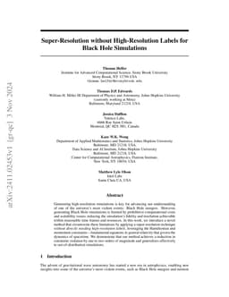 Super-Resolution without High-Resolution Labels for Black Hole
  Simulations