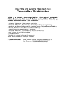 Imagining and building wise machines: The centrality of AI metacognition